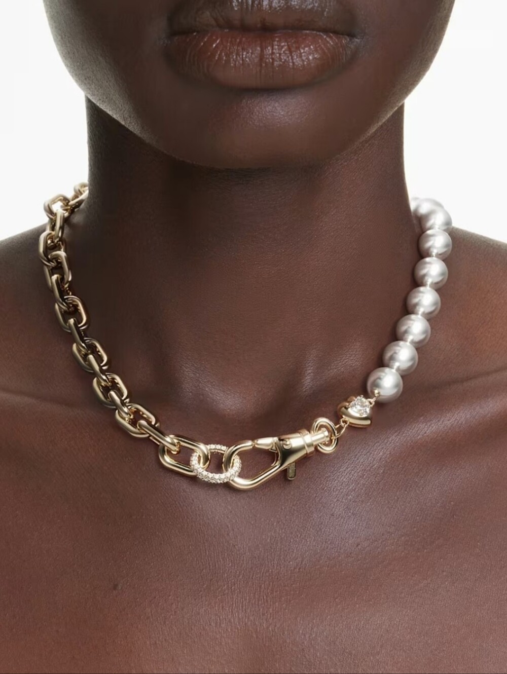 Swarovski customize  necklace Crystal pearl 18K gold finish